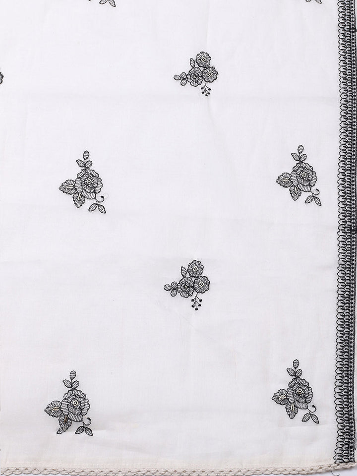 Embroidered Cotton Blend Unstitched Suit With Pant &amp; Dupatta