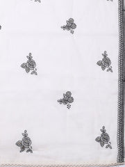 Embroidered Cotton Blend Unstitched Suit With Pant & Dupatta