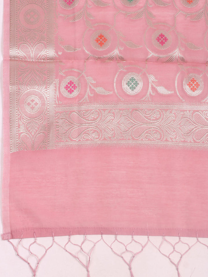 Woven Design Chanderi Unstitched Suit With Pant &amp; Dupatta