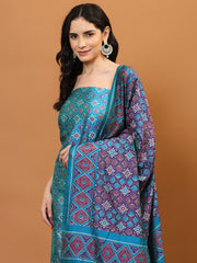 Patola Print Cotton Unstitched Suit Piece With Dupatta