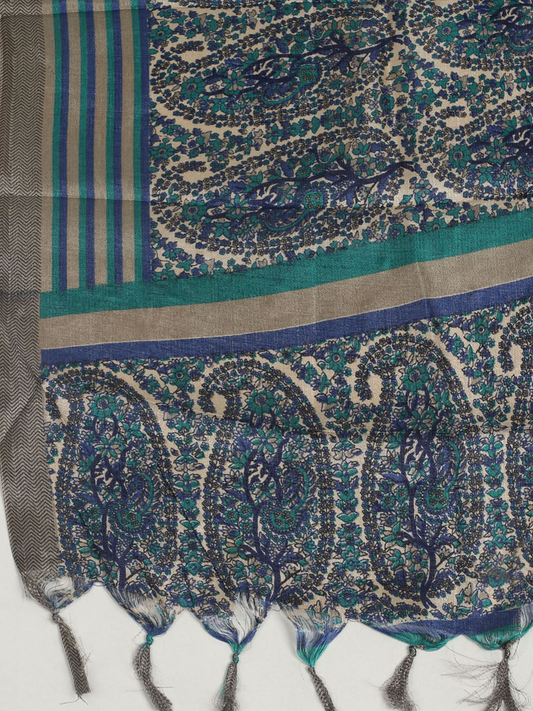 Embroidered Chanderi Unstitched Suit With Pant &amp; Dupatta