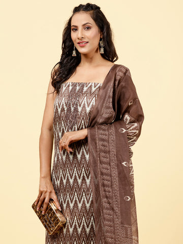 Printed Cotton Unstitched Suit Piece With Dupatta