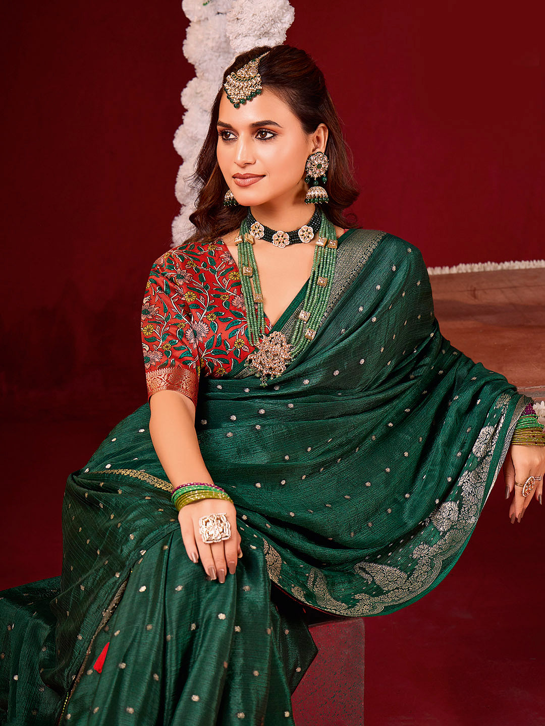 Plain Crepe Saree