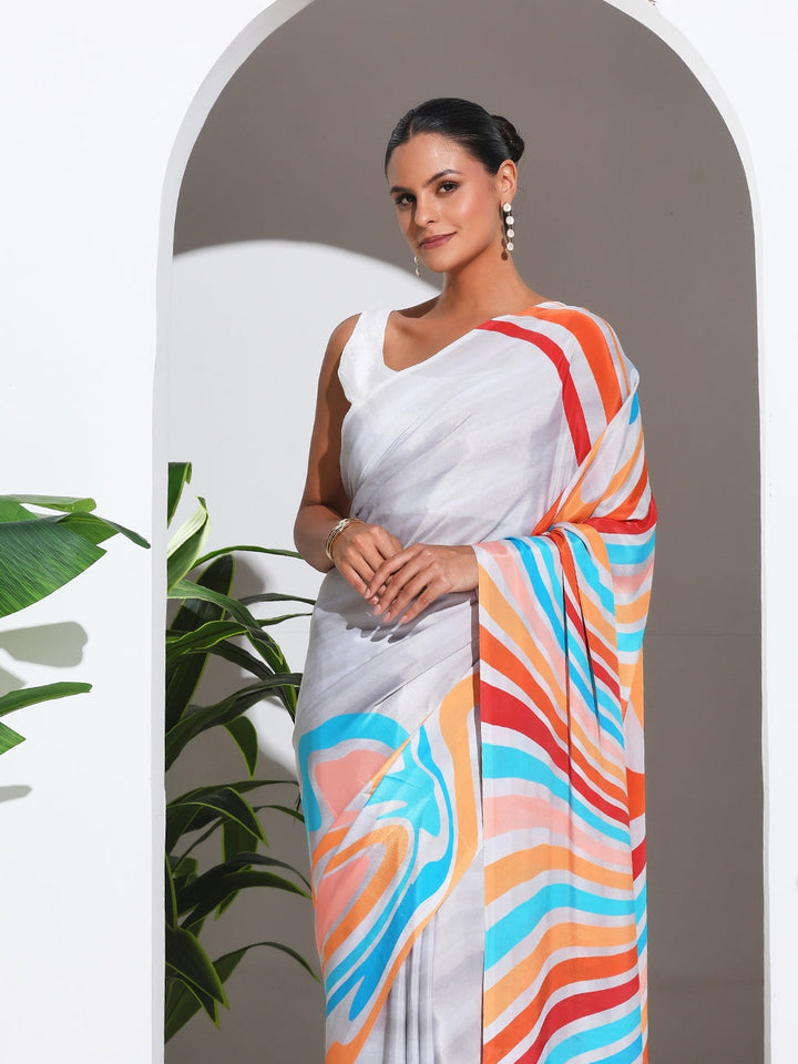 Digital Printed Crepe Saree