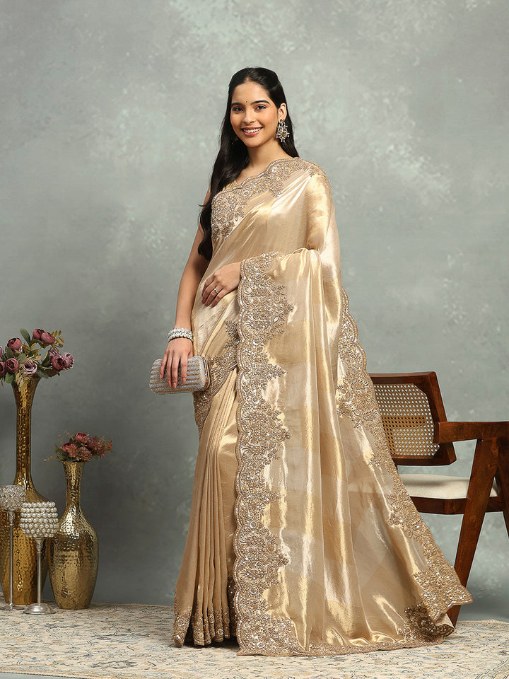 Zari Jaal &amp; Sequin Embroidered Banarasi Saree