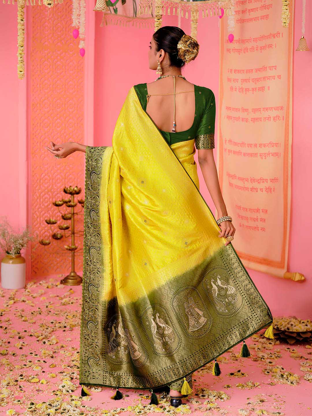Woven Border Booti Art Silk Saree