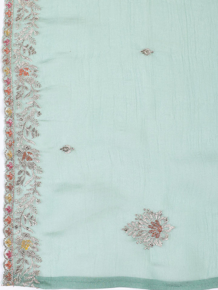 Embroidered Tissue Unstitched Suit With Dupatta