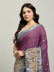 Digital Printed Cotton Blend Woven Saree