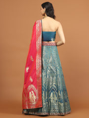 Banarasi Unstitched Choli With Lehenga & Dupatta