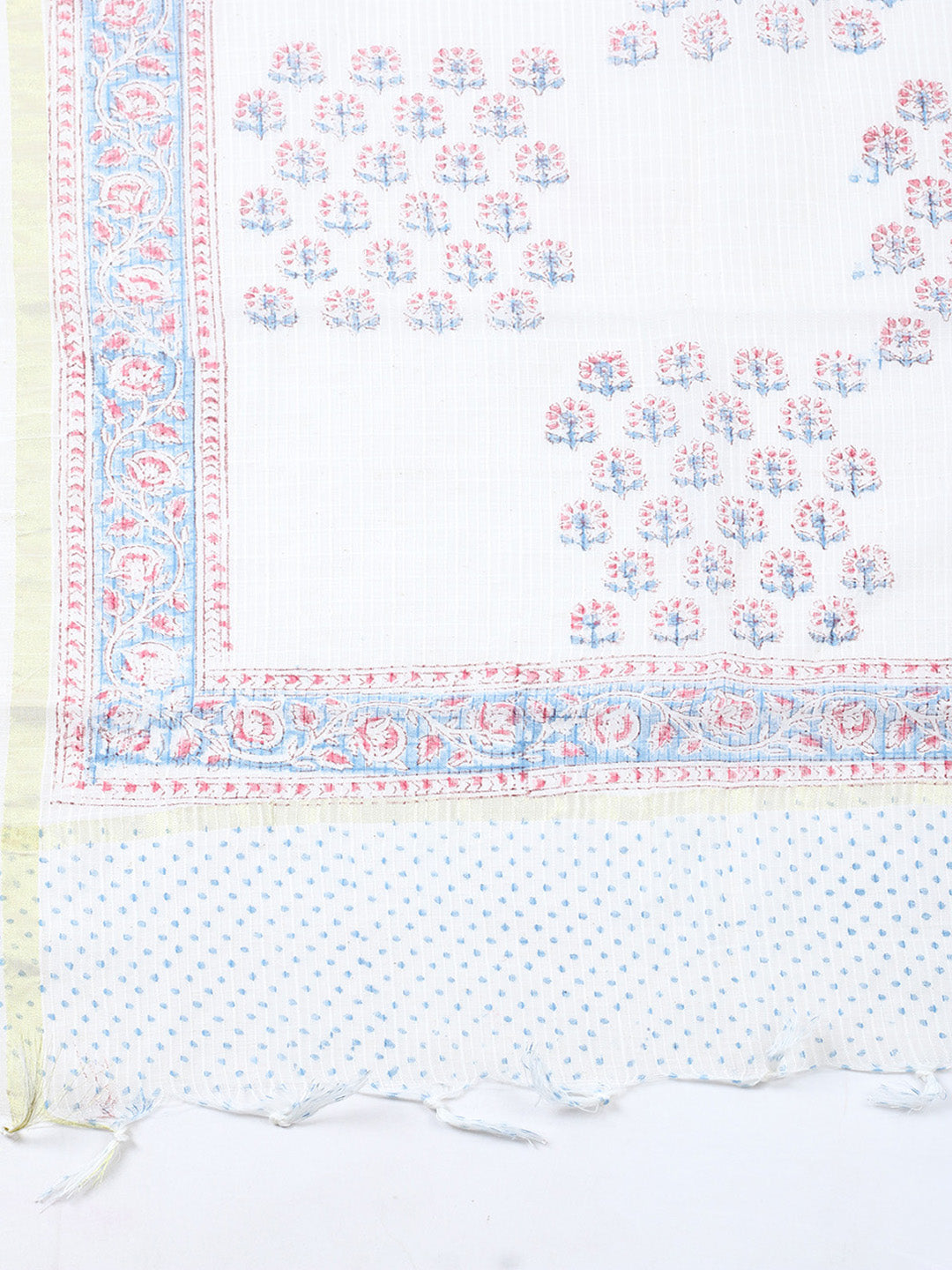 Printed Cotton Blend Unstitched Suit With Pant &amp; Dupatta