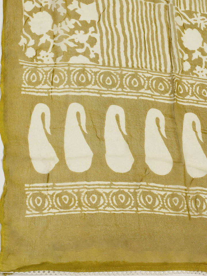 Embroidered Cotton Unstitched Suit With Pant &amp; Dupatta