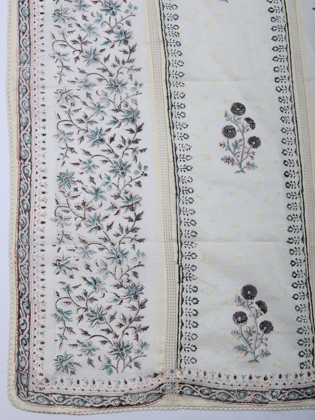 Embroidered Cotton Blend Unstitched Suit With Pant &amp; Dupatta