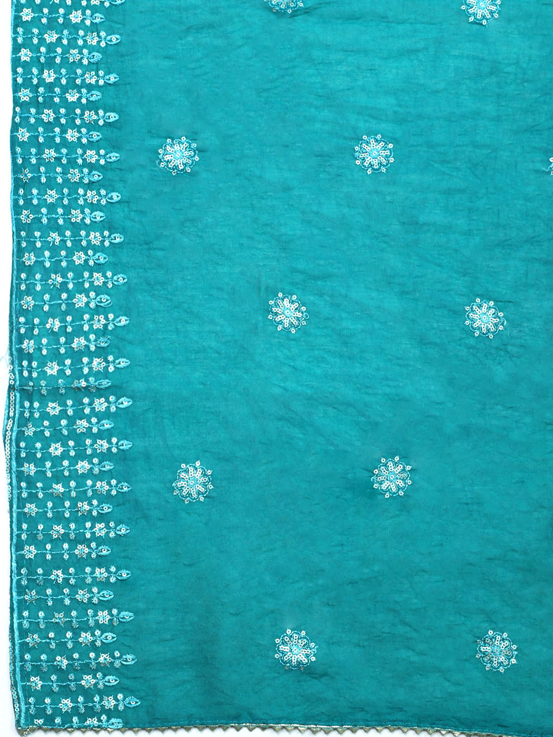 Embroidered Cotton Unstitched Suit With Pant &amp; Dupatta