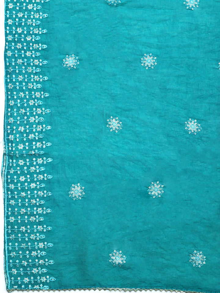Embroidered Cotton Unstitched Suit With Pant &amp; Dupatta