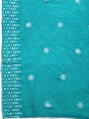Embroidered Cotton Unstitched Suit With Pant & Dupatta