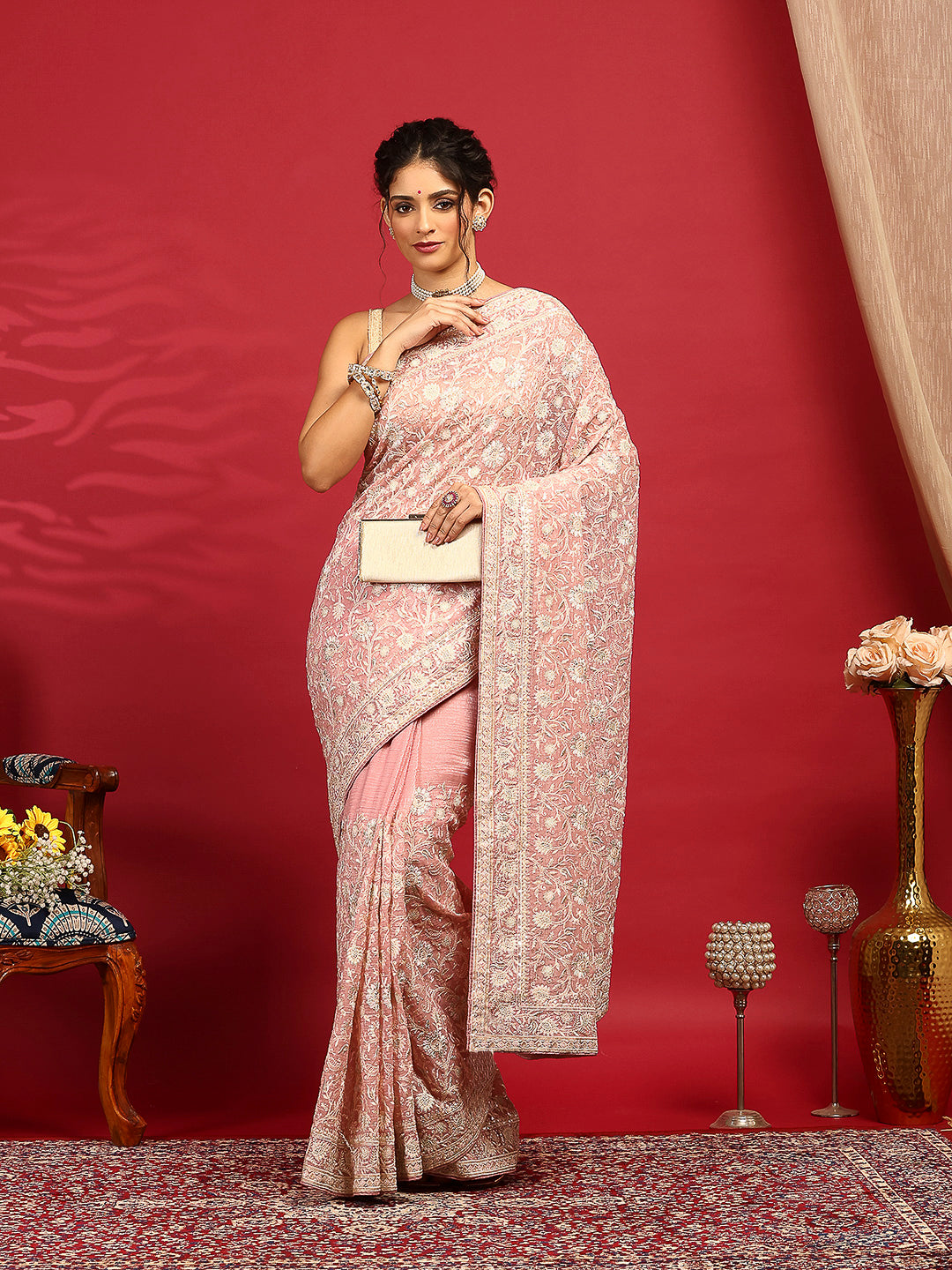 Embroidered Georgette Saree