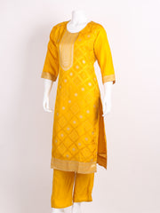 Banarasi Weave Tissue Kurta With Pants & Dupatta