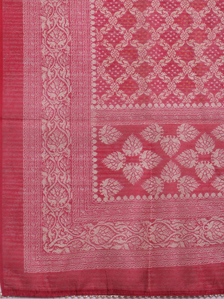 Embroidered Chanderi Unstitched Suit With Dupatta