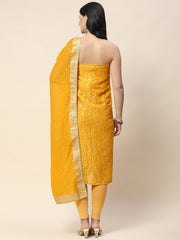 Neck Patti Woven Chanderi Unstitched Suit Piece With Banarsi Dupatta