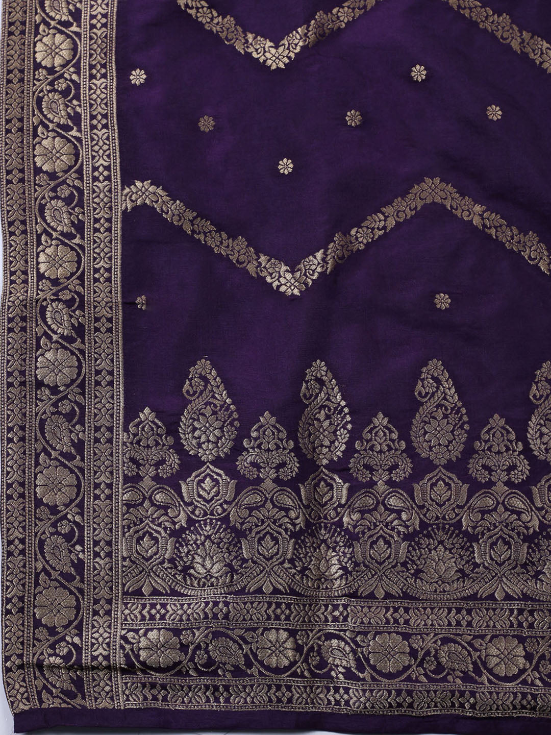 Neck Embroidered Chanderi Unstitched Suit With Dupatta