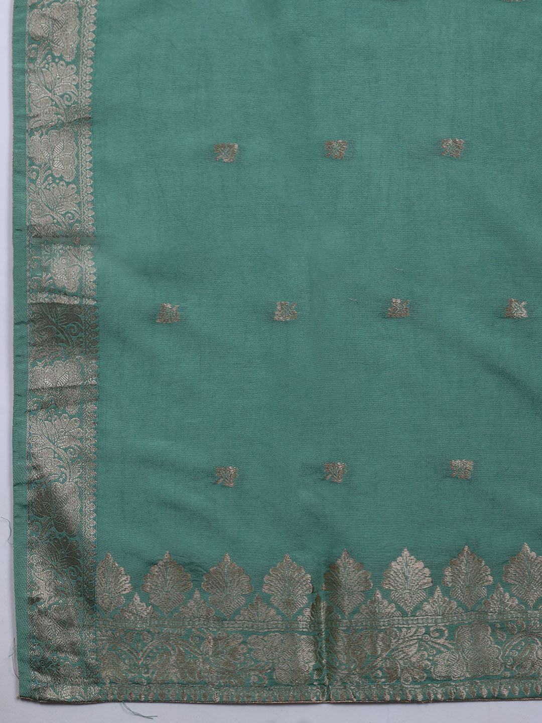 Neck Embroidered Chanderi Unstitched Suit With Dupatta