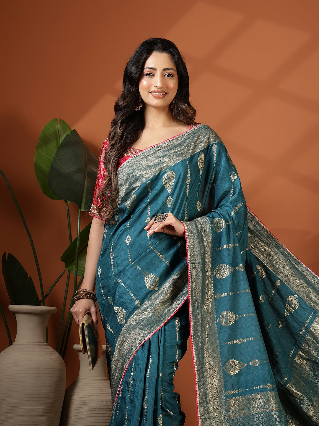 Embroidered Dola Silk Saree