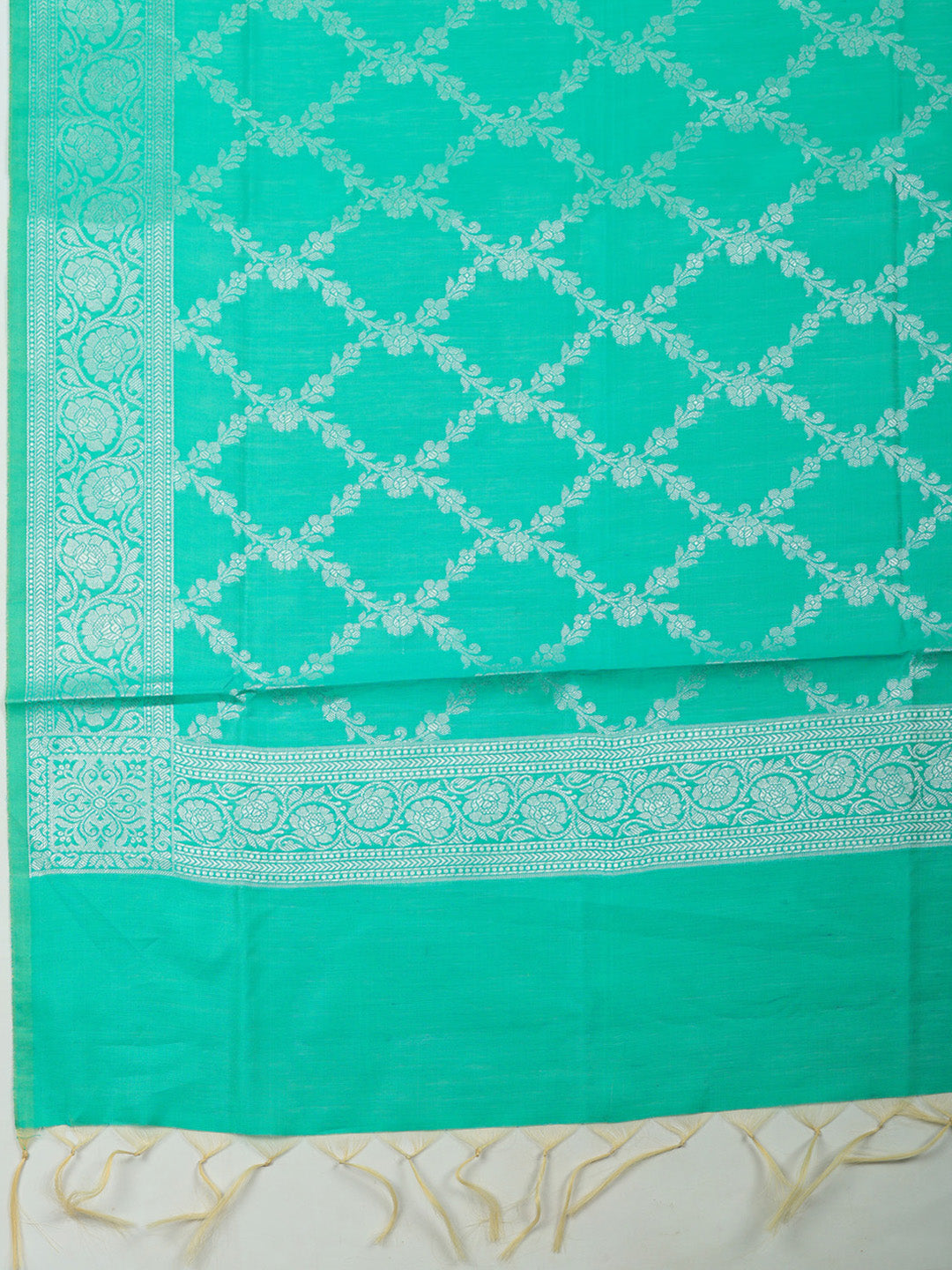 Woven Design Chanderi Unstitched Suit With Pant &amp; Dupatta