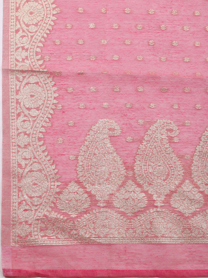 Woven Design Tissue Unstitched Suit With Pant Dupatta