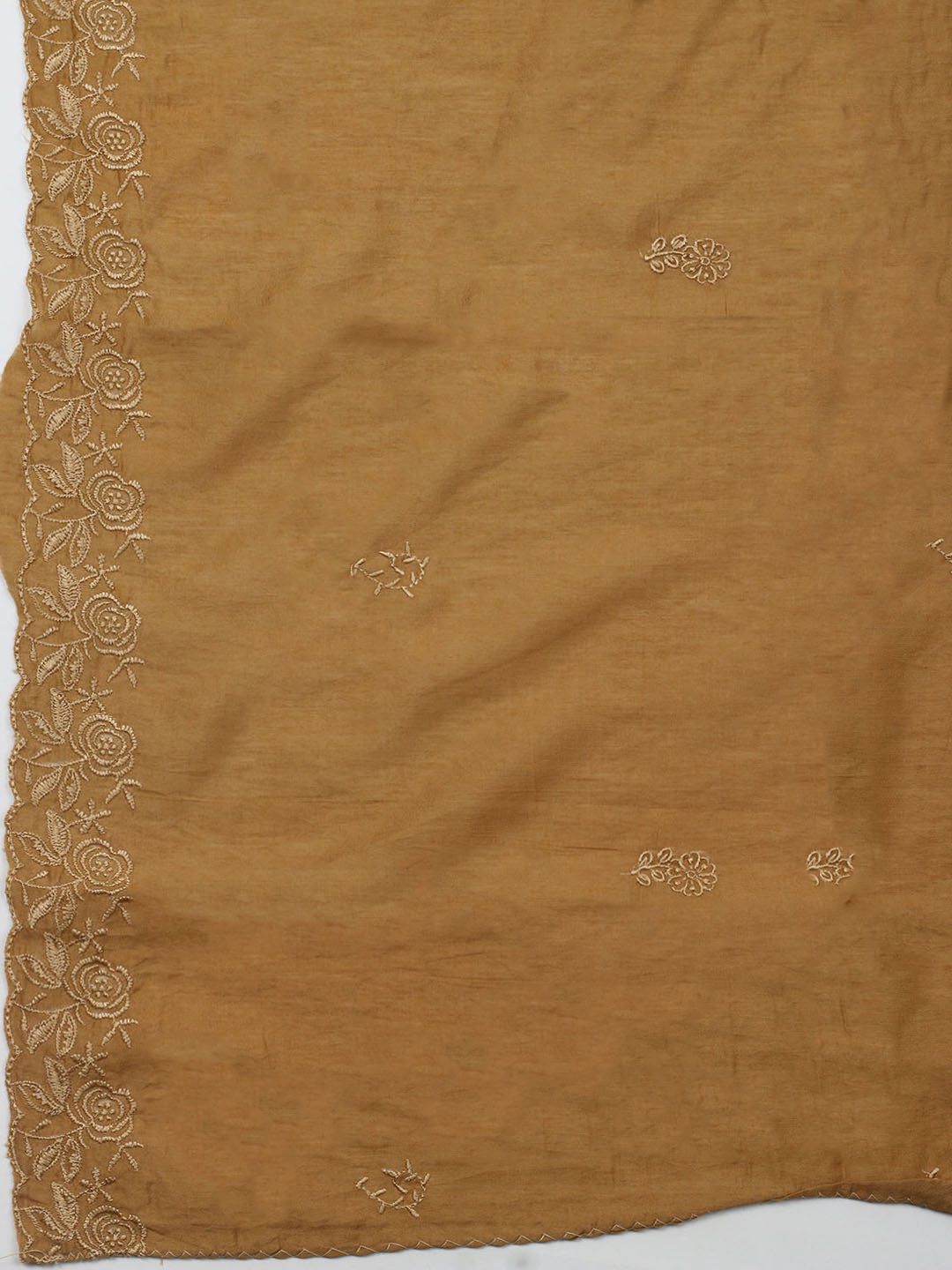 Embroidered Cotton Blend Unstitched Kurta With Pant & Dupatta
