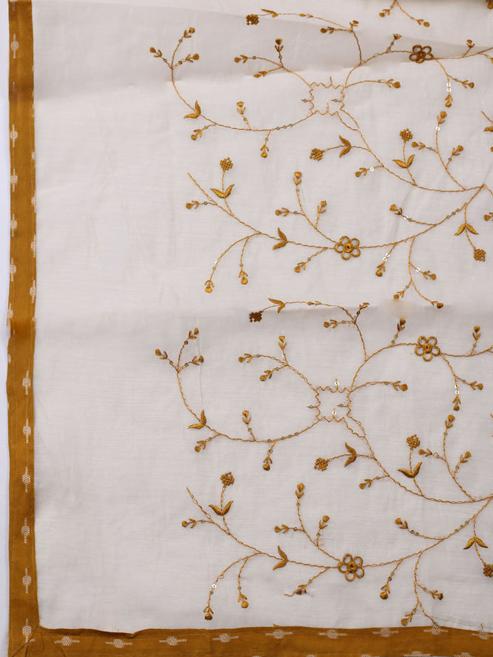 Neck Embroidered Cotton Blend Unstitched Suit With Dupatta