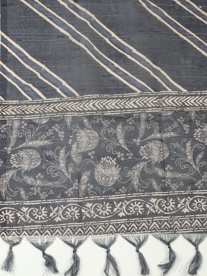 Embroidered Chanderi Unstitched Suit With Pant &amp; Dupatta