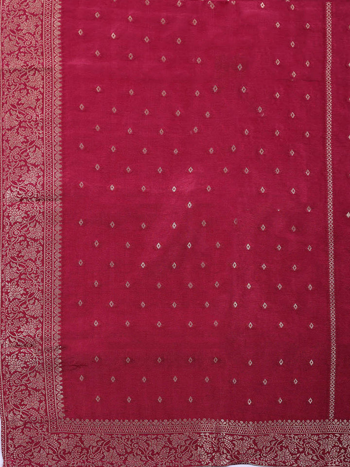 Woven Design Chanderi Unstitched Suit With Pant &amp; Dupatta