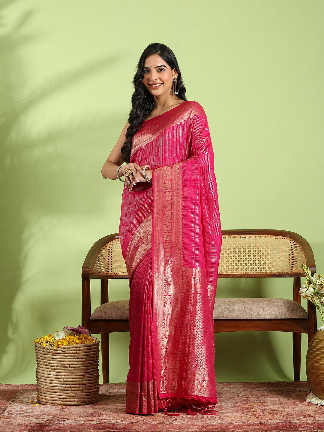 Plain Crepe Saree