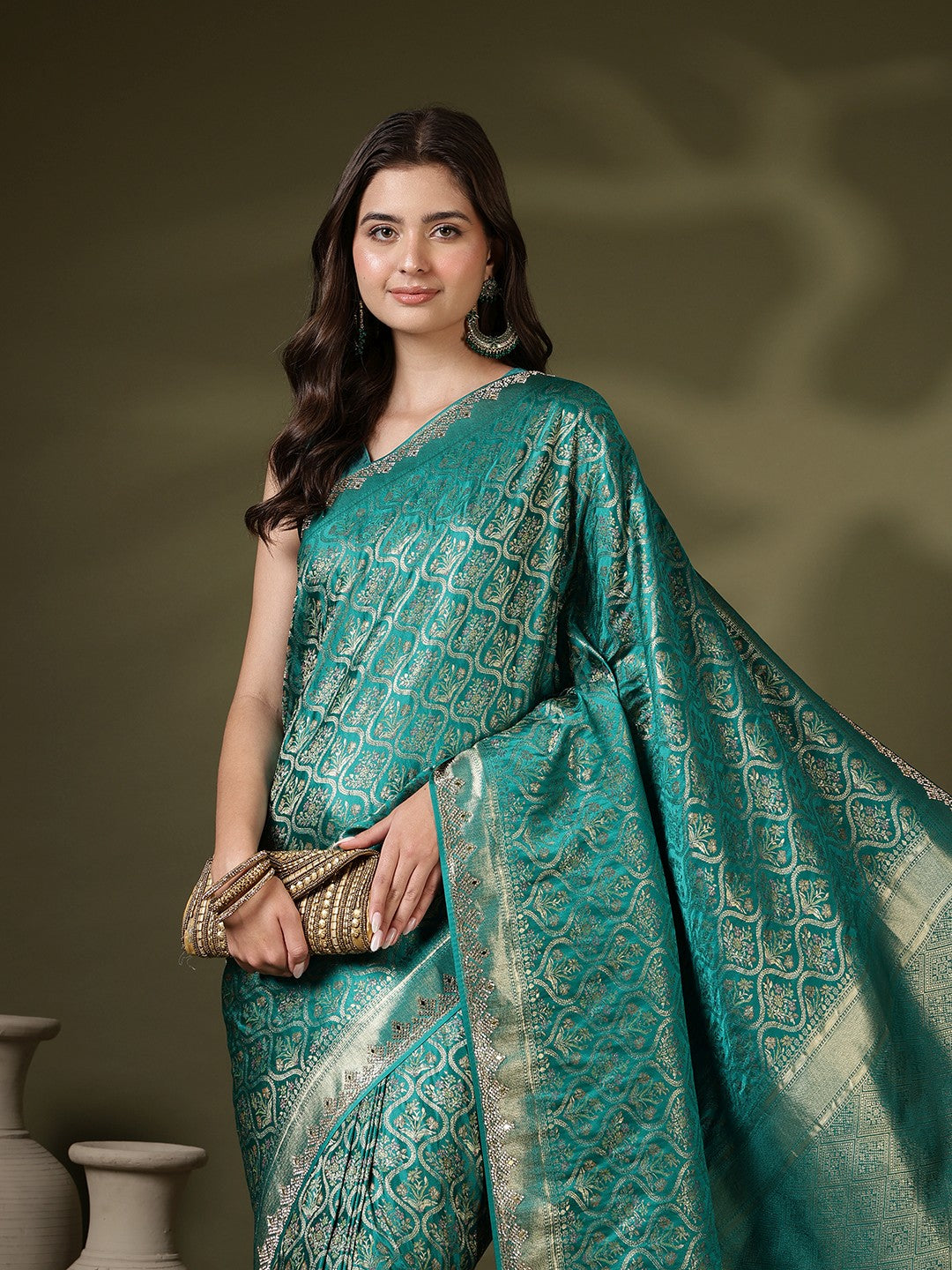 Woven Design Satin Saree