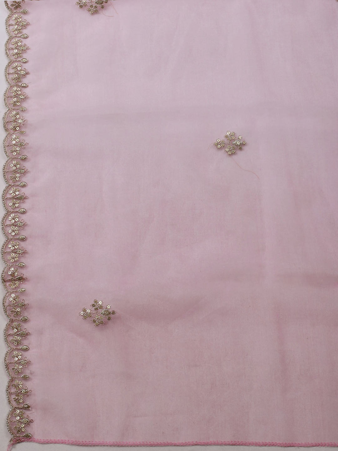 Neck Embroidered Organza Unstitched Suit With Dupatta