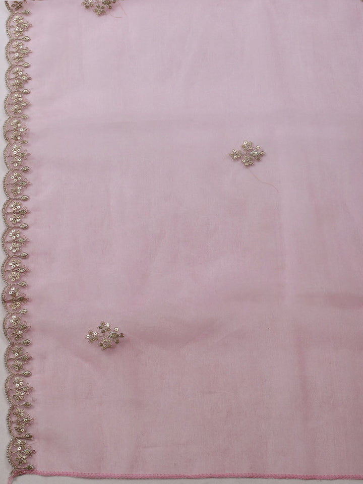 Neck Embroidered Organza Unstitched Suit With Dupatta