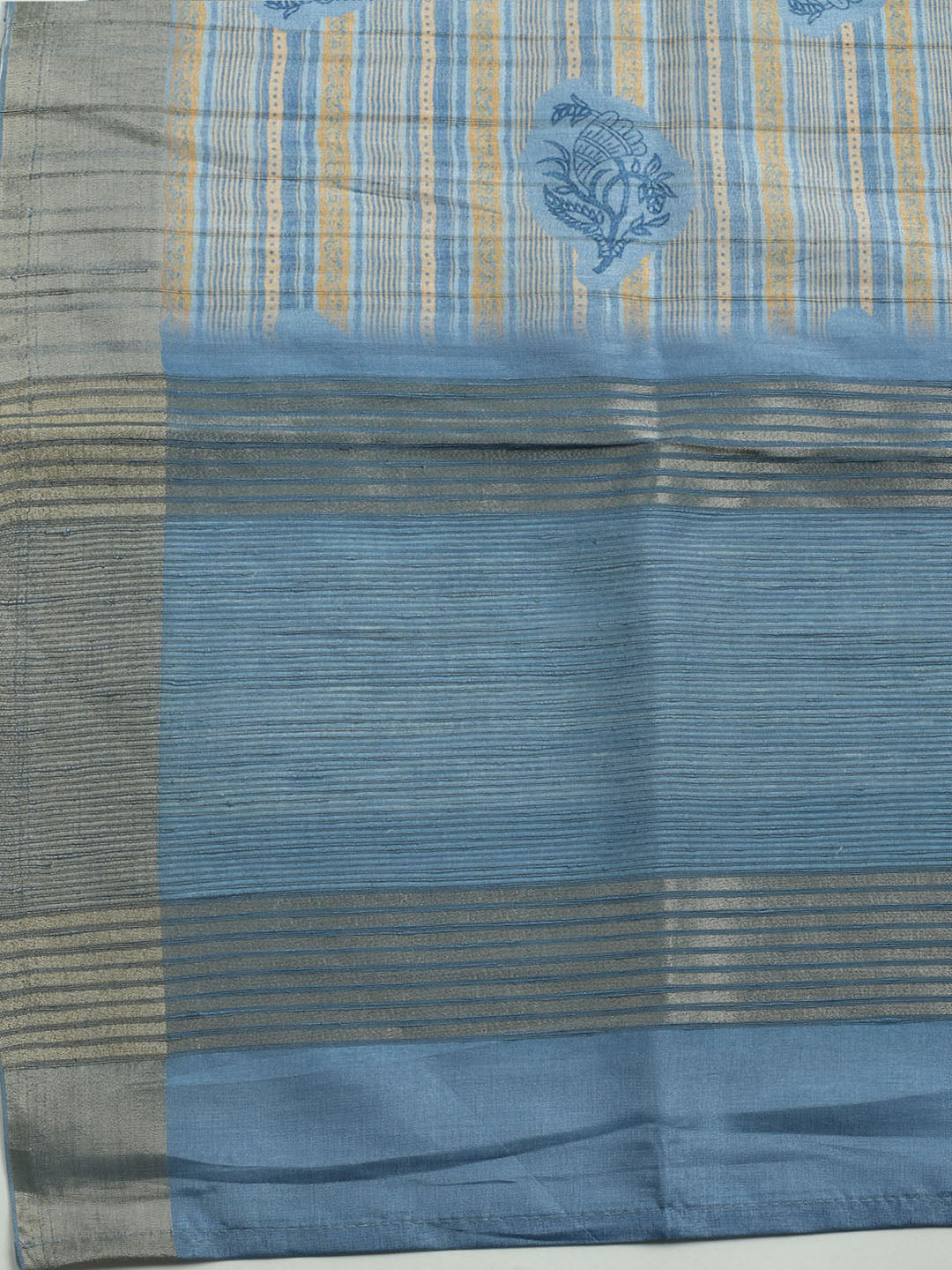 Embroidered Tussar Unstitched Kurta With Pant & Dupatta