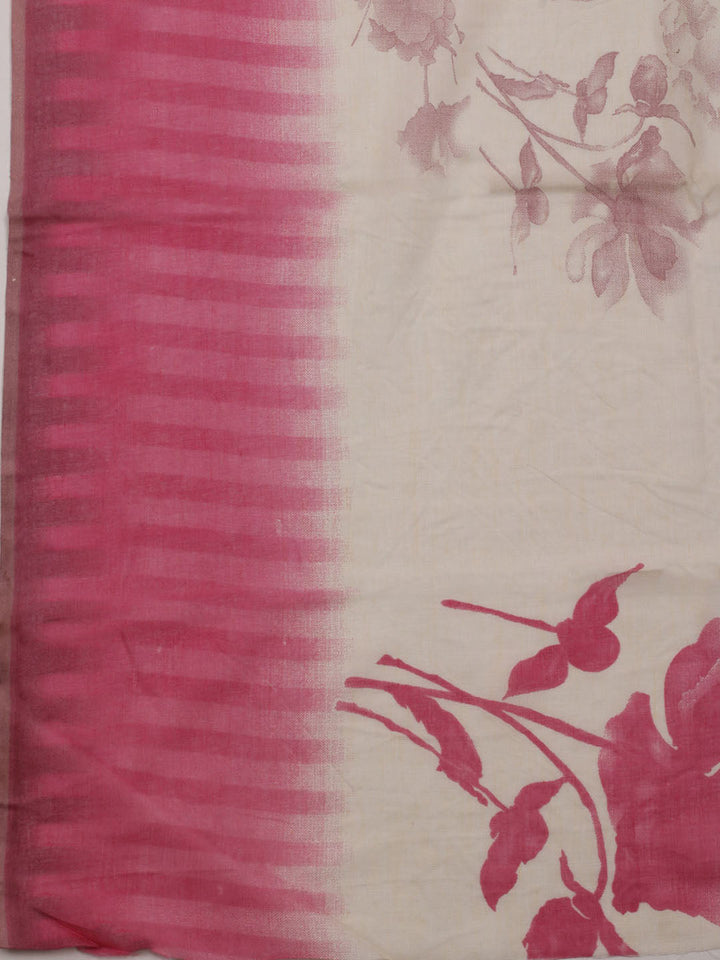 Printed Cotton Blend Unstitched Suit With Dupatta