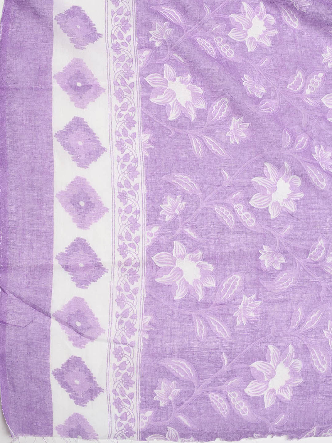 Printed Cotton Blend Unstitched Suit With Dupatta