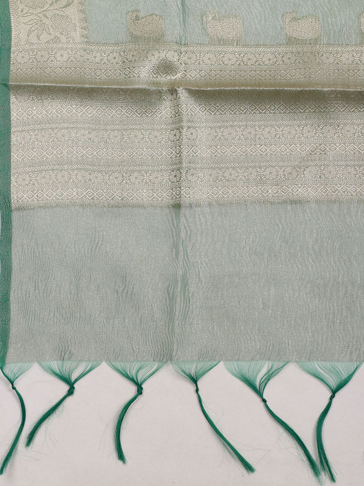 Neck Embroidered Tissue Unstitched Suit With Dupatta