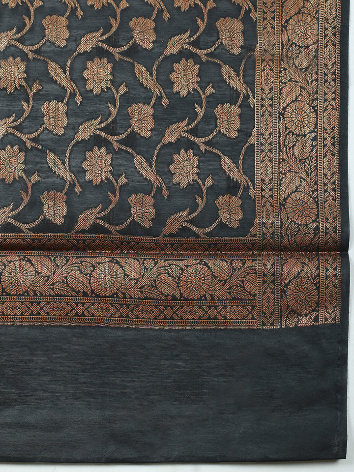 Banarasi Chanderi Unstitched Suit With Pant &amp; Dupatta
