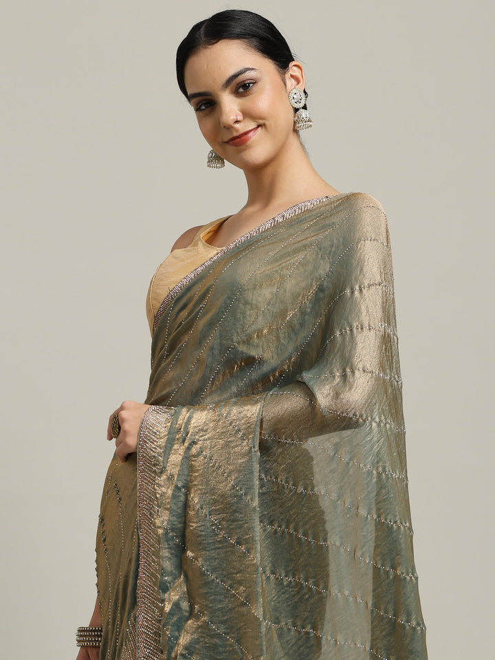 Stone Work Embellished Tissue Saree