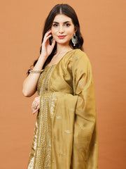 Neck Embroidered Cotton Blend Unstitched Suit Piece With Dupatta