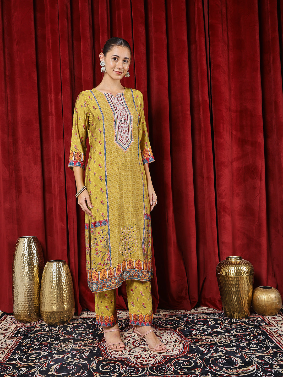 Printed Muslin Kurta With Pants & Dupatta