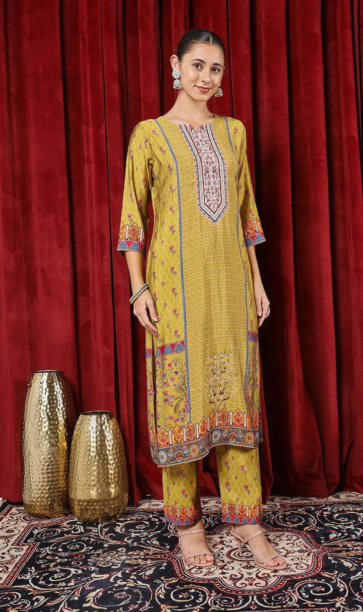 Printed Muslin Kurta With Pants &amp; Dupatta