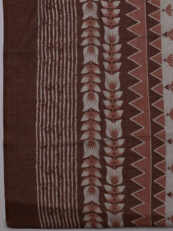Printed Cotton Blend Unstitched Suit With Dupatta
