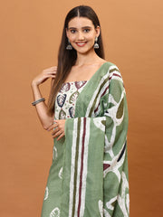 Neck Patti Printed Cotton Unstitched Suit Piece With Dupatta