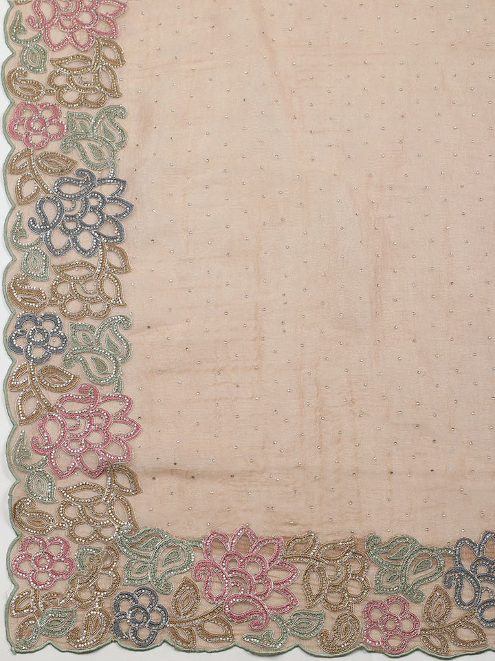 Embroidered Tissue Unstitched Suit With Pant &amp; Dupatta