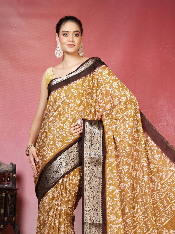 Floral Printed Art Silk Saree