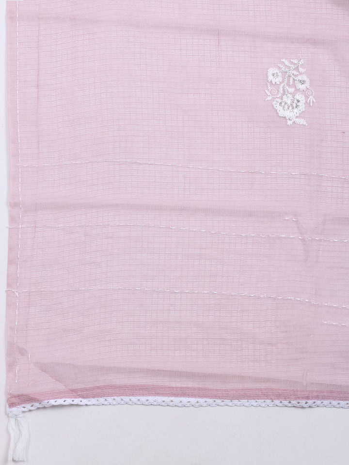 Neck Embroidered Cotton Blend Unstitched Suit With Dupatta